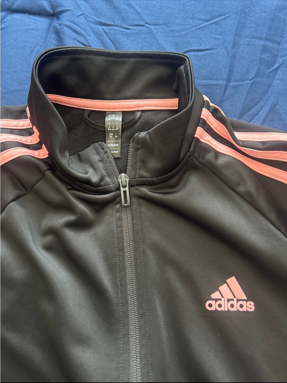 adidas Black Jacket with Pink Trim - Kids Athletic Track Top